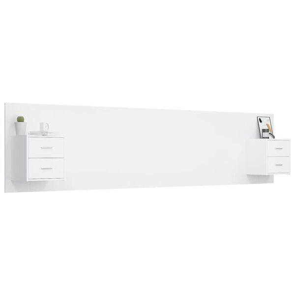 vidaXL T&ecirc;te de lit avec armoires Blanc Bois d'ing&eacute;nierie