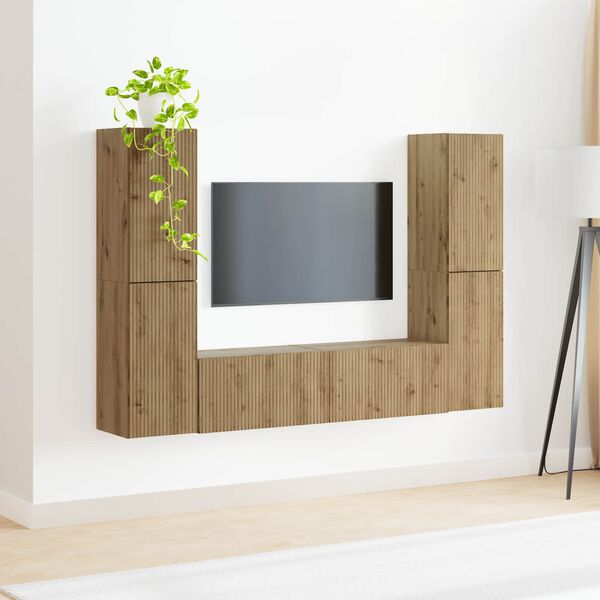 vidaXL Ensemble meuble TV 6 pcs Ch&ecirc;ne artisanal Bois d'ing&eacute;nierie