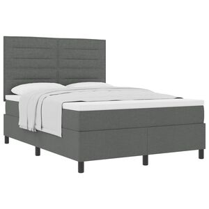 vidaXL Lit &agrave; ressorts avec matelas Gris fonc&eacute; 140 x 200 cm tissu
