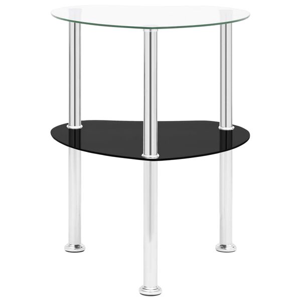 vidaXL Table 2 niveaux Transparent et noir 38x38x50 cm Verre tremp&eacute;