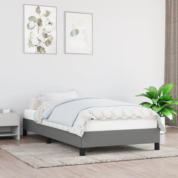 vidaXL Cadre de lit sans matelas gris fonc&eacute; 100x200 cm tissu