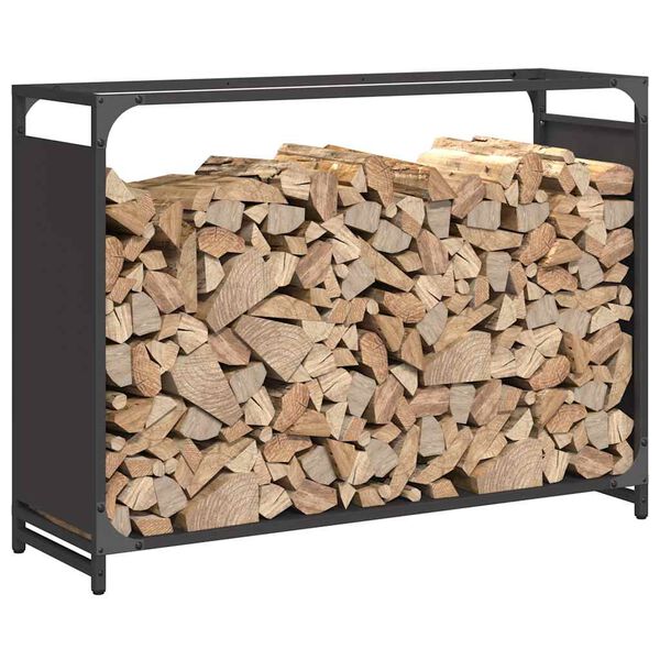 vidaXL Portant de bois chauffage noir 90x28x65 cm