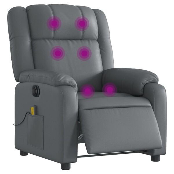 vidaXL Fauteuil de massage inclinable électrique gris similicuir