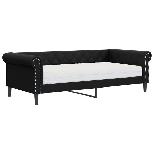vidaXL Lit de jour avec matelas noir 90x200 cm similicuir