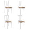 vidaXL Chaises &agrave; manger avec coussins lot de 4 blanc bois solide