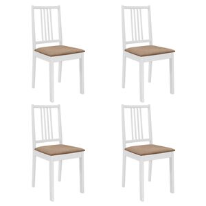vidaXL Chaises &agrave; manger avec coussins lot de 4 blanc bois solide