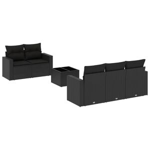 vidaXL Salon de jardin 6 pcs avec coussins noir r&eacute;sine tress&eacute;e
