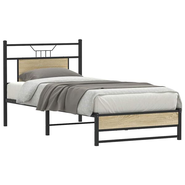 vidaXL Cadre de lit sans matelas ch&ecirc;ne sonoma 90x190 cm