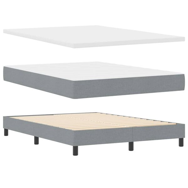vidaXL Lit &agrave; ressorts avec matelas Gris clair 200 x 160 cm Polyester