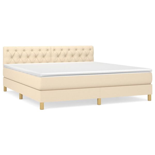 vidaXL Sommier &agrave; lattes de lit avec matelas Cr&egrave;me 160x200 cm Tissu