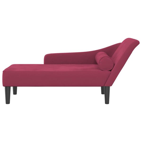 vidaXL Chaise longue avec coussins rouge bordeaux velours
