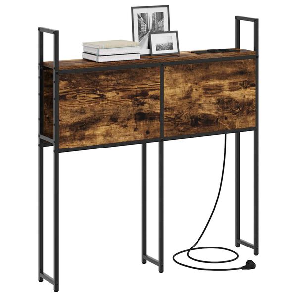 vidaXL Headboard de Rangement avec Station de Charge Ch&ecirc;ne fum&eacute; 90 cm