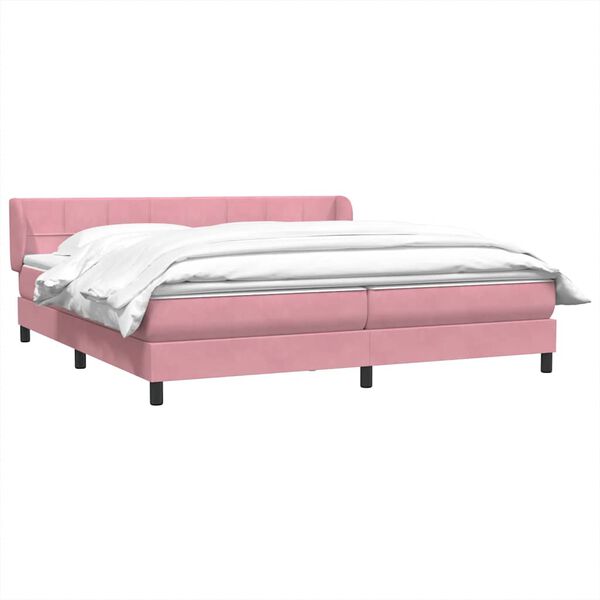 vidaXL Sommier &agrave; lattes de lit avec matelas rose 200x210 cm velours