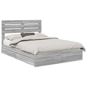 vidaXL Lit de Rangement Gris Sonoma 160 x 200 cm Bois d'ing&eacute;nierie