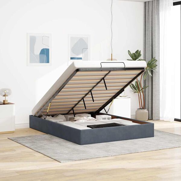 vidaXL Cadre de lit ottoman sans matelas gris foncé 140x190 cm velours