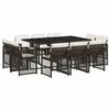 vidaXL Ensemble &agrave; manger de jardin et coussins 11 pcs marron rotin