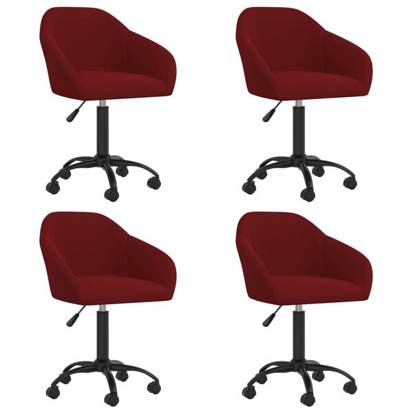 vidaXL Chaises &agrave; manger pivotantes lot de 4 rouge bordeaux velours
