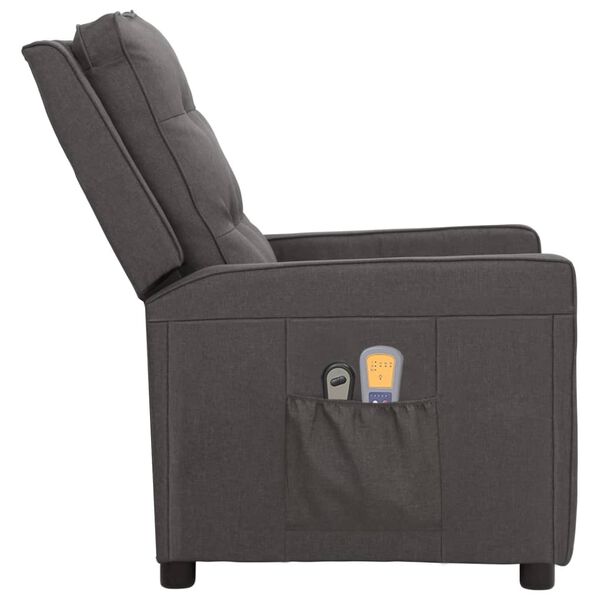 vidaXL Fauteuil &eacute;lectrique de massage Gris fonc&eacute; Tissu