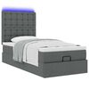 vidaXL Lit ottoman avec matelas et LED gris fonc&eacute; 90x200 cm tissu