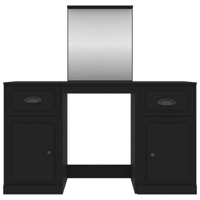vidaXL Coiffeuse avec miroir noir 130x50x132,5 cm