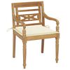 vidaXL Chaises Batavia lot de 2 et coussins cr&egrave;me Bois de teck massif