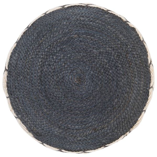 vidaXL Pouf tiss&eacute;/tricot&eacute; Jute Coton 50 x 30 cm Bleu
