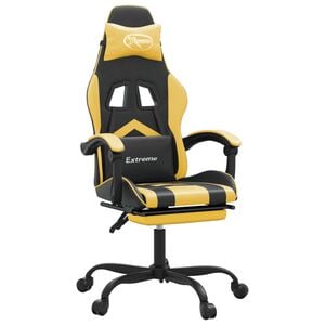 vidaXL Chaise de jeu avec repose-pied Noir et dor&eacute; Similicuir