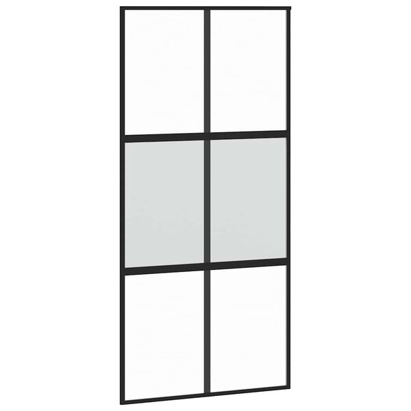 vidaXL Porte coulissante noir 102,5x205 cm verre tremp&eacute; aluminium