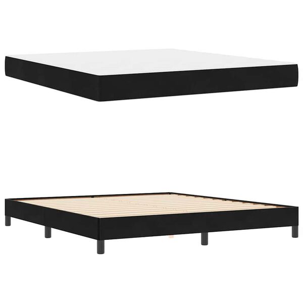 vidaXL Lit &agrave; ressorts avec matelas Noir 180 x 220 cm tissu