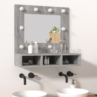 vidaXL Armoire à miroir avec LED Sonoma gris 60x31,5x62 cm