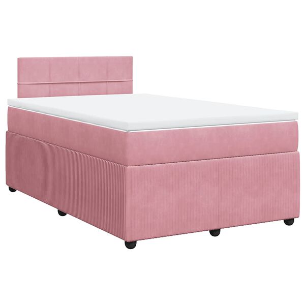 vidaXL Sommier &agrave; lattes de lit avec matelas rose 120x190 cm velours