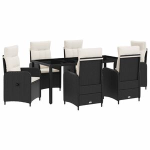 vidaXL Ensemble de repas ext&eacute;rieur 7 pcs Noir et blanc cr&egrave;me