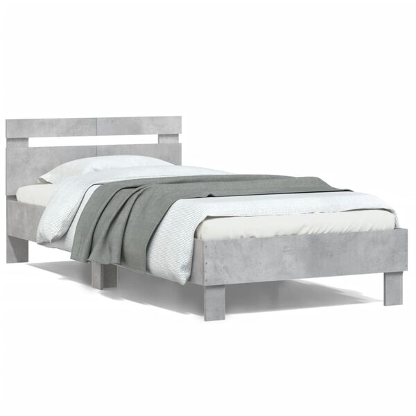 vidaXL Cadre de lit sans matelas avec t&ecirc;te de lit gris b&eacute;ton 100x200cm