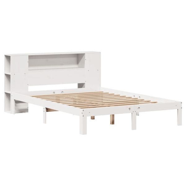 vidaXL Lit biblioth&egrave;que sans matelas blanc 160x200 cm bois pin massif
