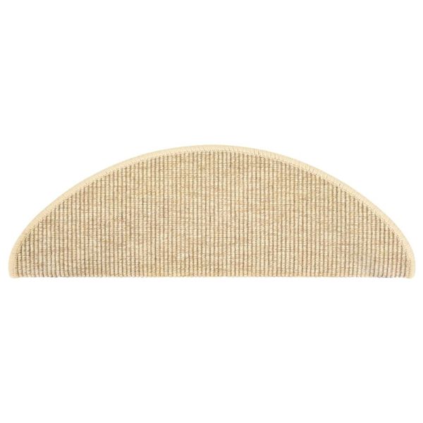 vidaXL Tapis d'escalier 15 pi&egrave;ces 65 x 21 x 4 cm Beige clair Demi-rond Grand