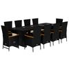 vidaXL Ensemble &agrave; manger de jardin 11 pcs coussins noir r&eacute;sine tress&eacute;e