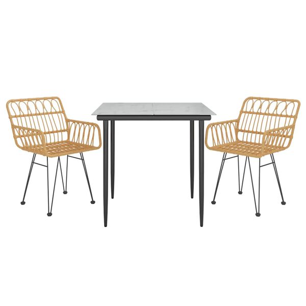 vidaXL Ensemble &agrave; manger de jardin 3 pcs R&eacute;sine tress&eacute;e