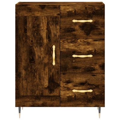 vidaXL Buffet haut Chêne fumé 69,5x34x180 cm Bois d'ingénierie