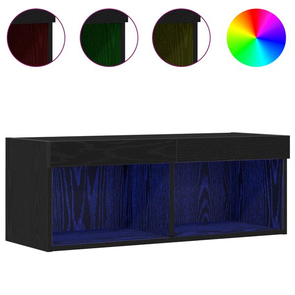 vidaXL Ensemble meuble TV Ch&ecirc;ne noir 80 x 30 x 30 cm Bois d'ing&eacute;nierie