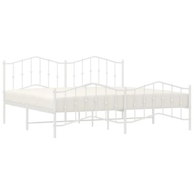 vidaXL Cadre de lit métal sans matelas et pied de lit blanc 193x203 cm