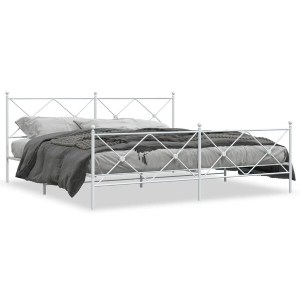 vidaXL Cadre de lit métal sans matelas et pied de lit blanc 193x203 cm