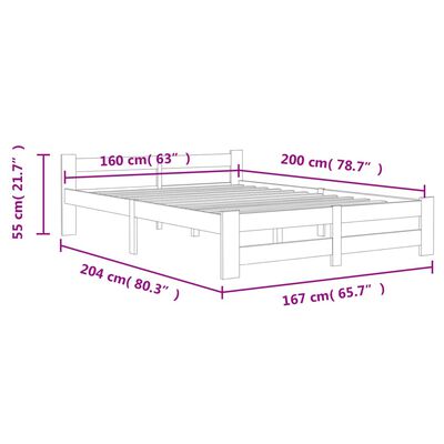 vidaXL Cadre de lit sans matelas marron miel pin massif 160x200 cm