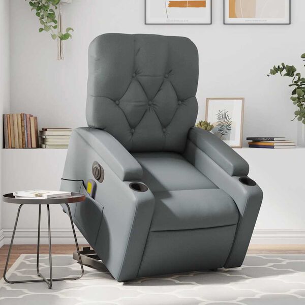 vidaXL Fauteuil inclinable de massage électrique gris similicuir