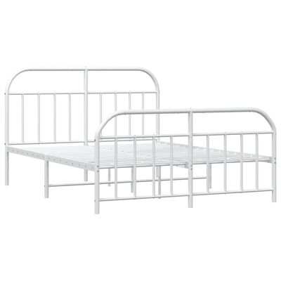 vidaXL Cadre de lit métal sans matelas et pied de lit blanc 140x190 cm