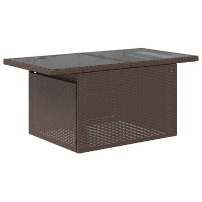 vidaXL Table de jardin dessus en verre marron 100x55x73 cm poly rotin