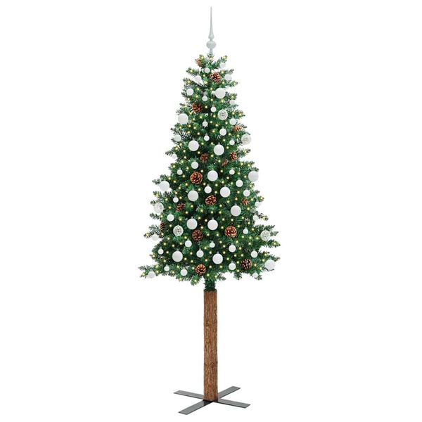 vidaXL Sapin de No&euml;l mince Vert 210 cm PVC et bois de pin massif