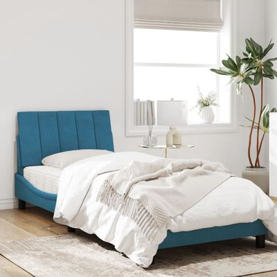 vidaXL Cadre de lit avec tête de lit bleu 80x200 cm velours
