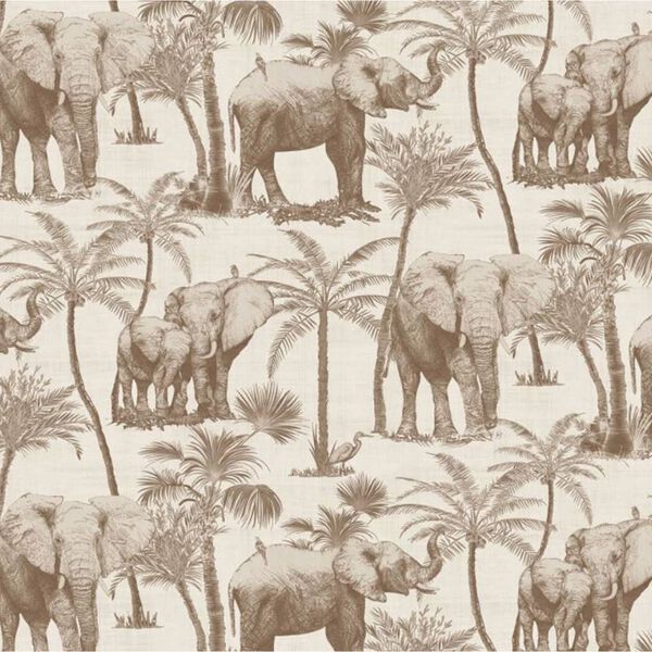 DUTCH WALLCOVERINGS Papier peint Verger avec &eacute;l&eacute;phants Beige