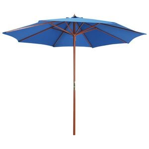 vidaXL Parasol avec m&acirc;t en bois 300x258 cm Bleu