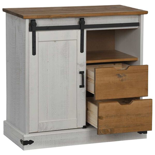 vidaXL Buffet HALDEN porte coulissante blanc 80x40x80 cm bois massif